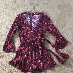 Free People Red All The Right Ruffles Romper